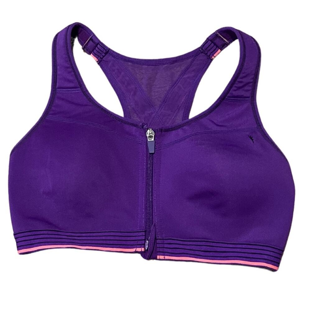 Danskin Now extra support padded zipper front crisscross sports bra. Size 36B